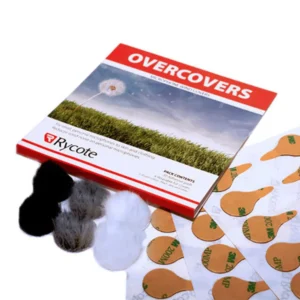Rycote Overcovers Fur Windscreens for Lavalier Mics: Overcovers pack with fur discs in black, gray, and white and sheets of Stickies.