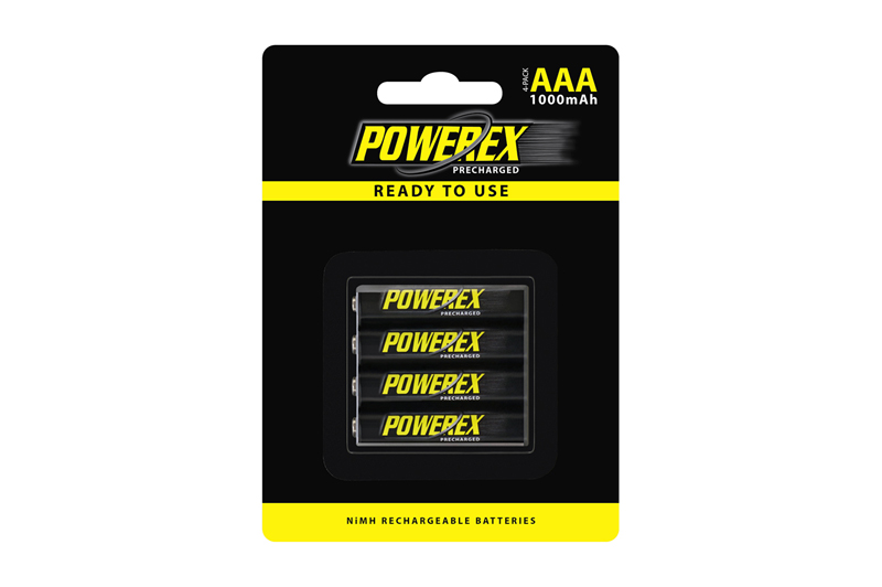 4 piles rechargeables AAA POWEREX PRECHARGED 1000mAh