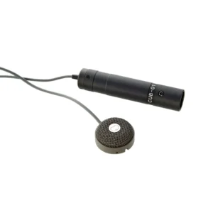 Sanken CUB-01 Cardioid Miniature Boundary Microphone (Gray): The gray boundary mic on its cable with the phantom power interface and XLR connector.