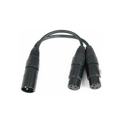 Remote Audio Y-Cable, 1 Male 3-pin XLR to 2 Fem 3-pin XLRs (CAX3YMFF)