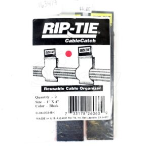 Rip Tie C-04-002-BK 1"X4"Cable Catch 2 Pack Black - NEW