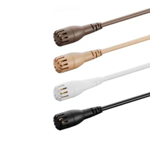 DPA 2061 Omnidirectional Lavalier Microphone: The mic in brown, beige, white, and black.