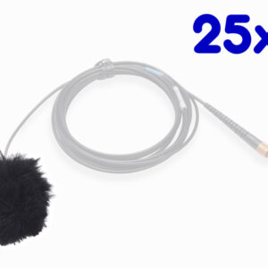 AIRO by K-Tek ALFB25 Lav Fuzzy Windscreen, Black, Pack of 25