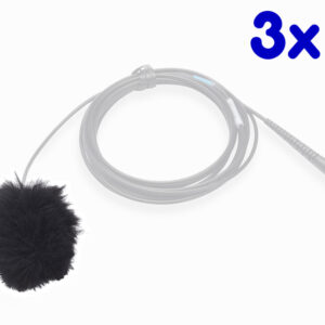 AIRO by K-Tek ALFB3 Lav Fuzzy Windscreen, Black, Pack of 3