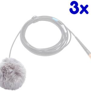 AIRO by K-Tek ALFG3 Lav Fuzzy Windscreen, Gray, Pack of 3