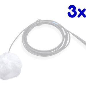 AIRO by K-Tek ALFW3 Lav Fuzzy Windscreen, White, Pack of 3