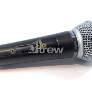 SHURE SM 58 CARDIOID DYNAMIC HANDHELD MICROPHONE WITH ON/OFF SWITCH.