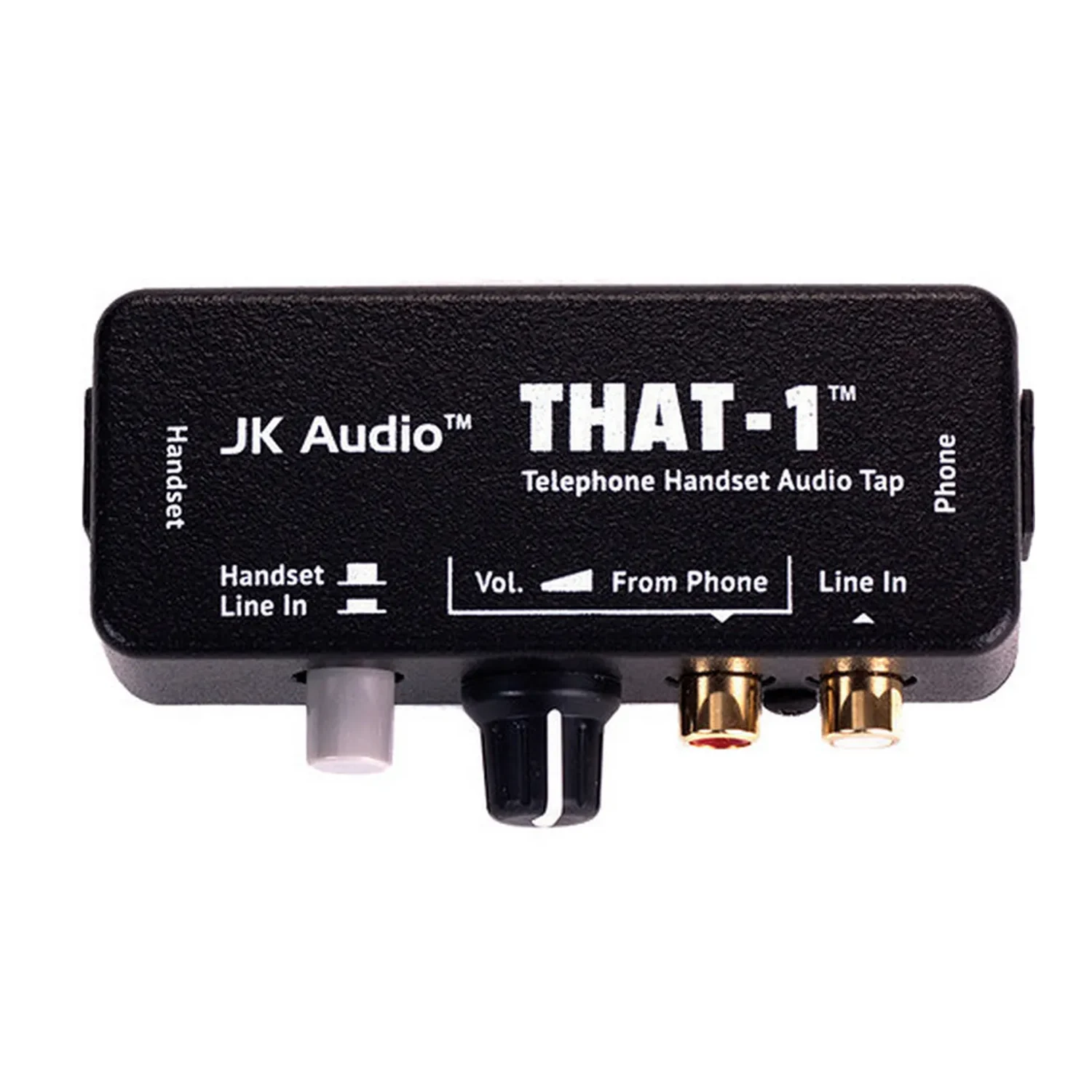 JK Audio THAT-1 Telephone Handset Audio Tap: The tap with its volume control and RCA jacks.