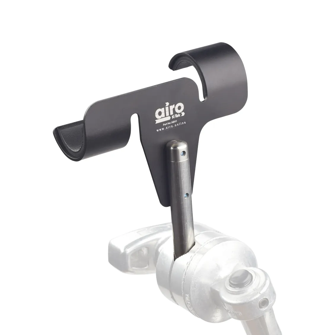 K-Tek ABH1 Airo Boom Holder 1: the holder in a grip knuckle, from the front.