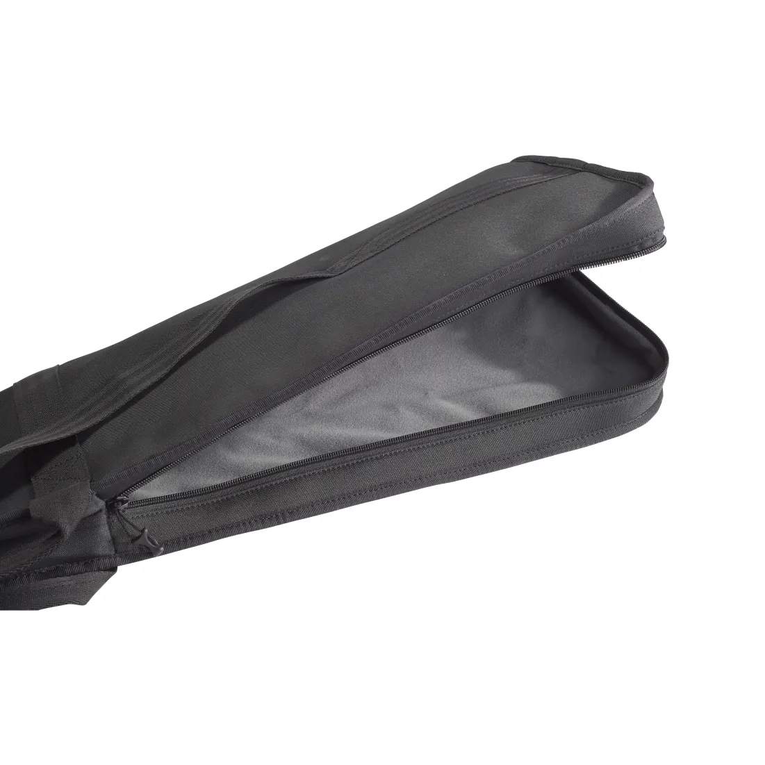 K-Tek AKB1 Airo Kit Bag 1 for Boom Pole and Accessories: the top zipper partly open, showing the gray interior.