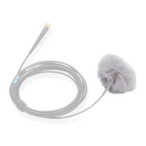 K-Tek ALFG3 Airo Lav Fuzzy Windscreen (Gray, Set of 3): a gray windscreen fitted on a lavalier microphone, with its cable coiled.