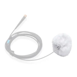 K-Tek ALFW10 Airo Lav Fuzzy Windscreen (White, Set of 10): a white windscreen fitted on a lavalier microphone, with its cable coiled.