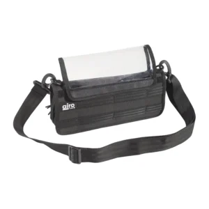 K-Tek AMB1 Airo Mixer Bag 1 for MixPre-3, MixPre-6, Zoom F4 and F8: the bag with its clear shield raised and its shoulder strap attached.