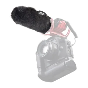 K-Tek AWRVM1 Airo Windscreen for Rode VideoMic and NTG1: fitted over a Rode VideoMic on a camera.