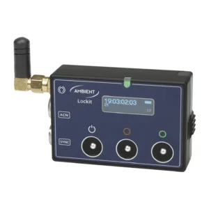 Ambient Lockit ACN-CL Timecode & Sync Generator: The Lockit straight on, with its display showing timecode.