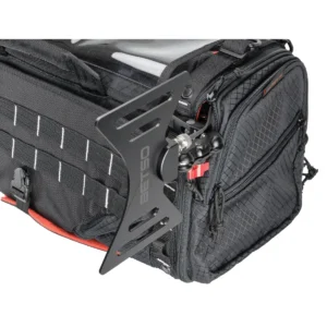 Betso Bag Antenna Holder: The holder clamped to a sound bag's frame with a Bowtie antenna.