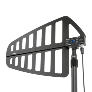 Betso Sharkie Wideband UHF Active Antenna: The antenna on a stand, seen from below.