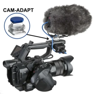 Cinela CAM-ADAPT Camera Adapter for COSI: A COSI windshield mounted on a camera's shoe with the adapter.