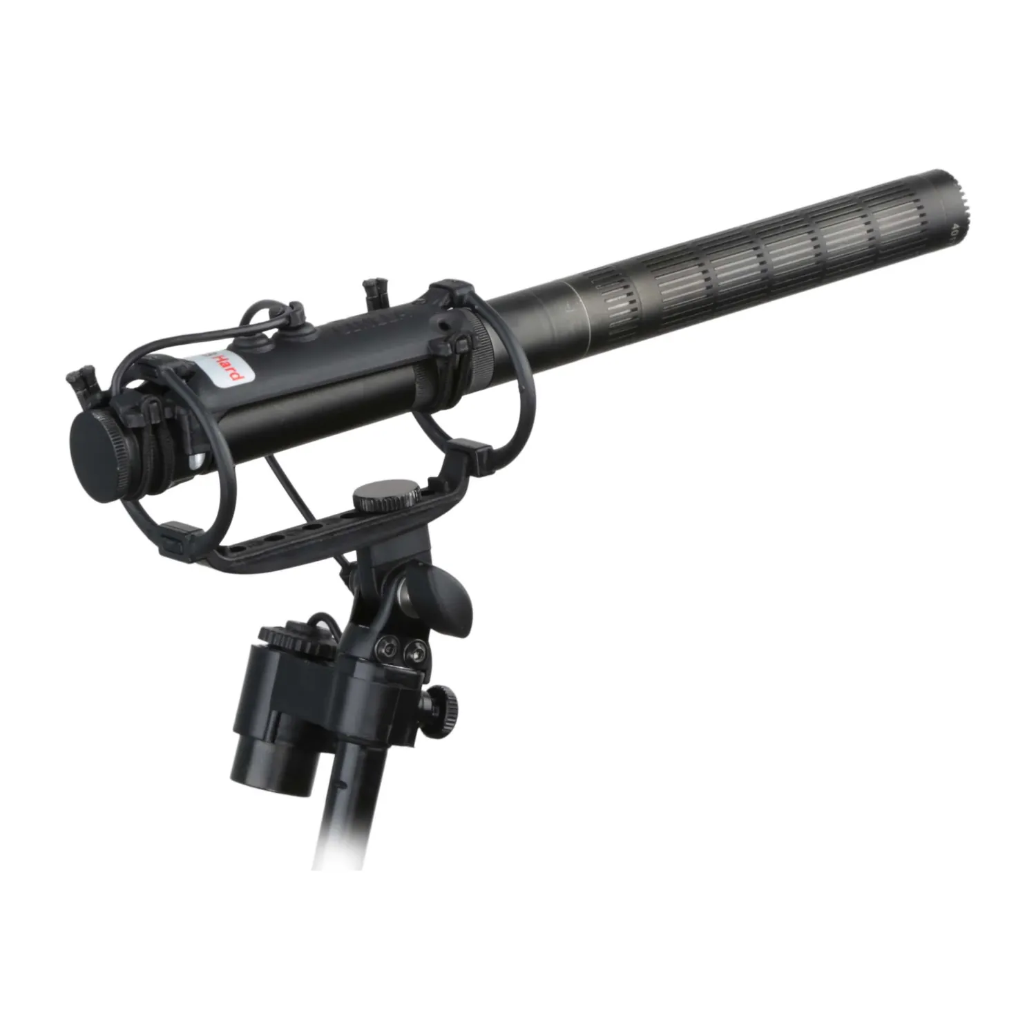 Cinela E-OSIX Suspension: E-OSIX 4017B-H Hard version holding a DPA 4017B on a boom.