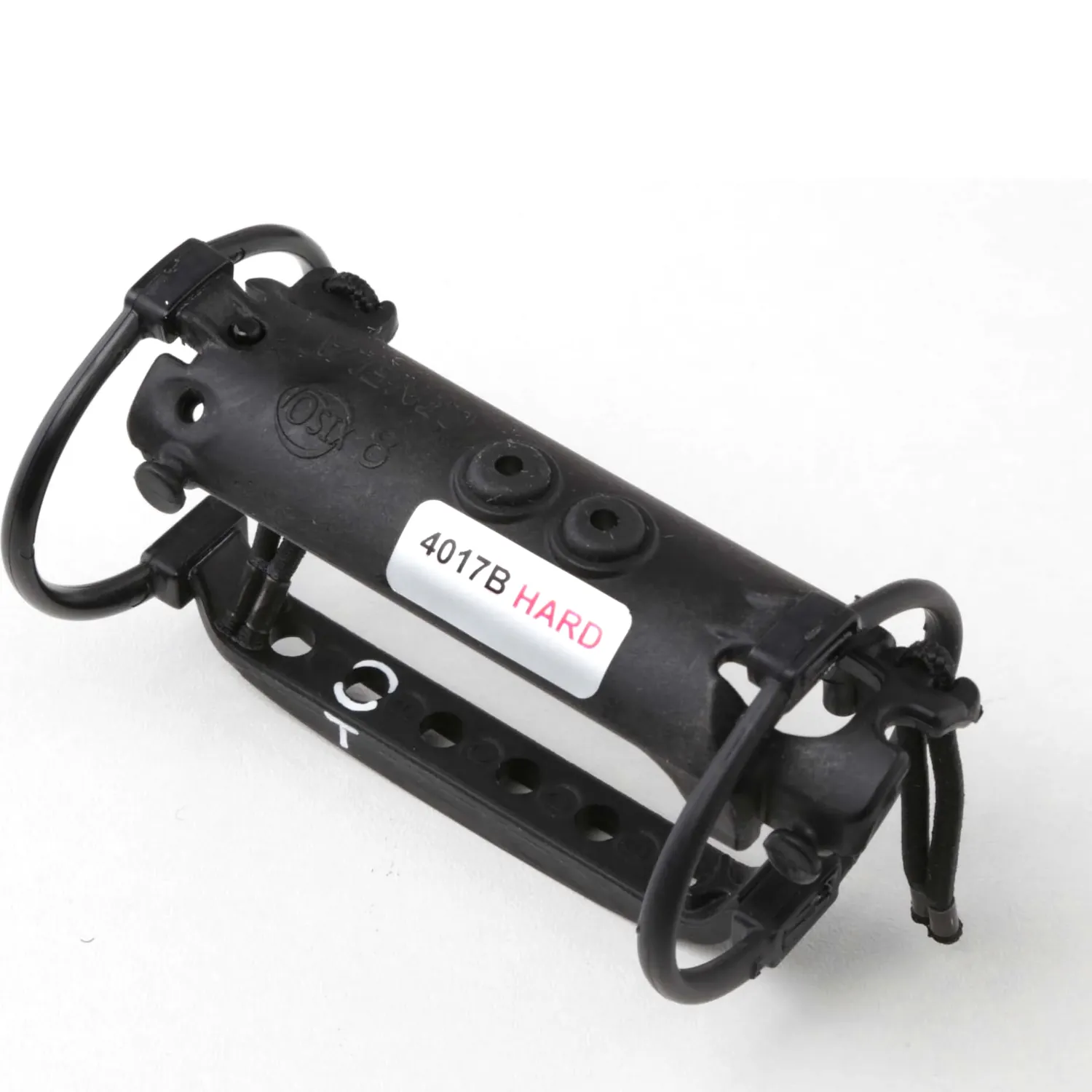 Cinela Suspension Modules: the DPA 4017B Hard module, a black cradle on elliptical isolators with its labels.