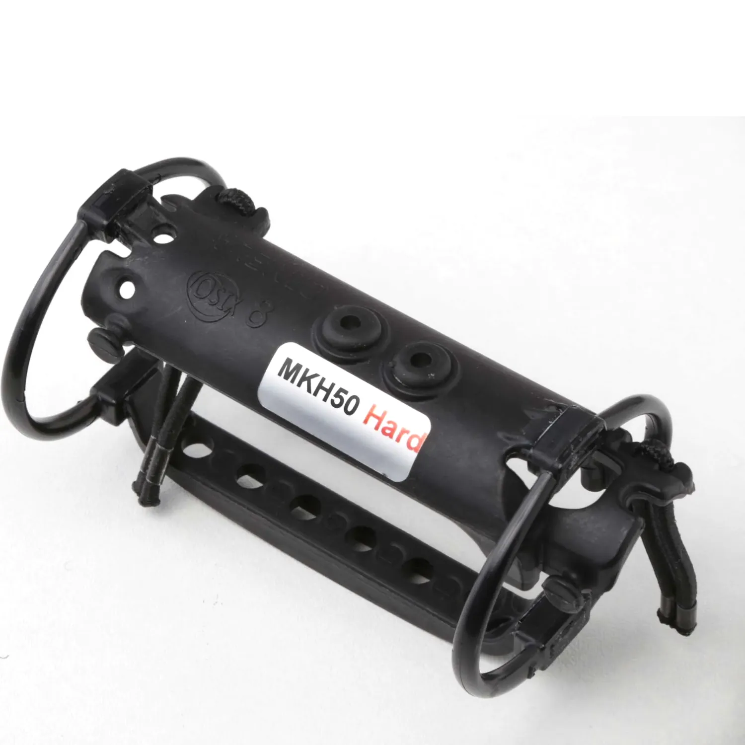 Cinela Suspension Modules: the Sennheiser MKH 40/50 Hard module, a black cradle on elliptical isolators with its labels.