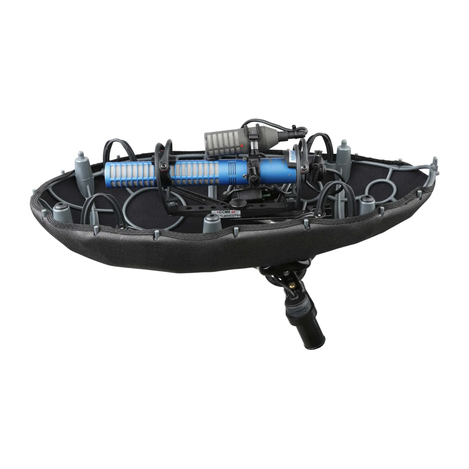 Cinela PIANISSIMO MS Windshield: Schoeps MiniCMIT and a CCM 8 in the suspension module, cage open.