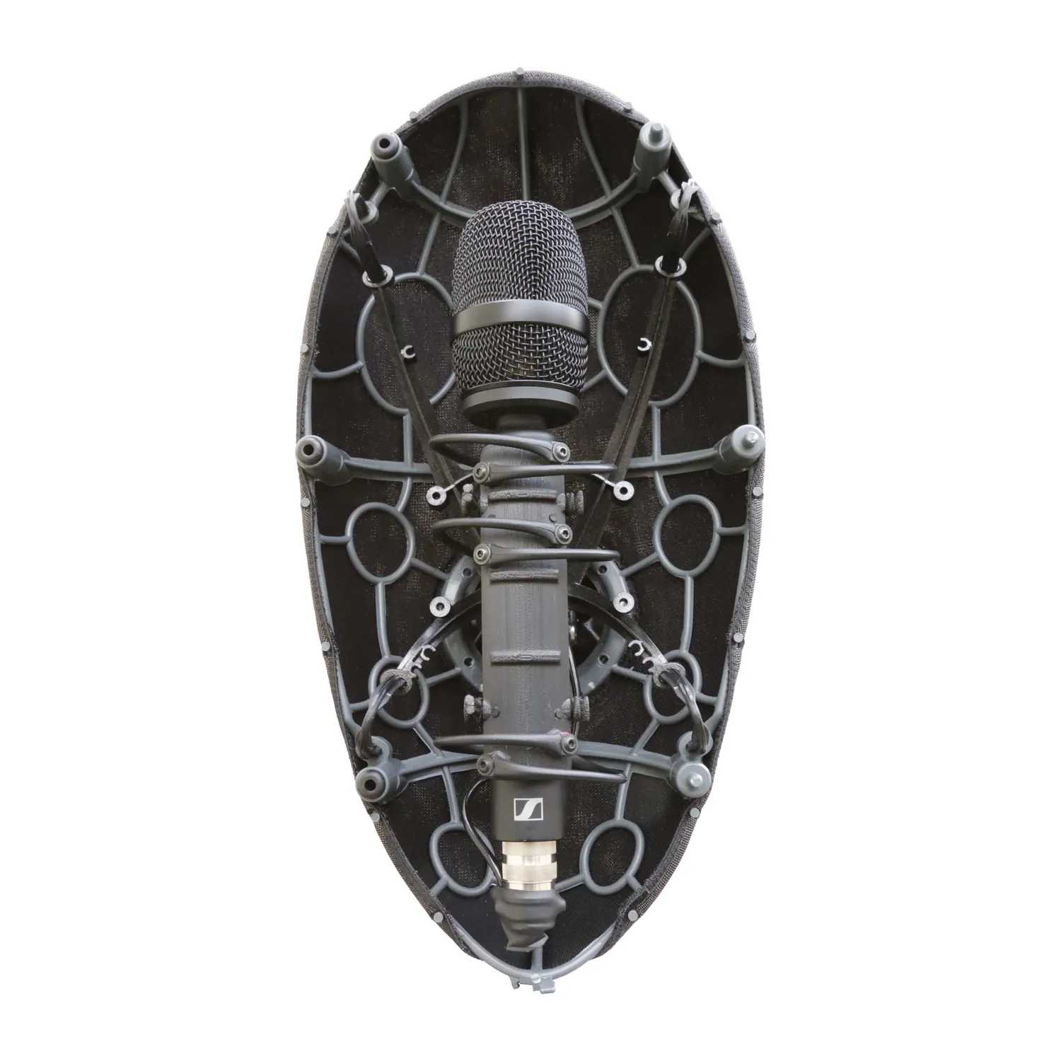 Cinela PIANISSIMO AMBEO Windshield for Sennheiser AMBEO VR Mic: top view of the open cage with the microphone.