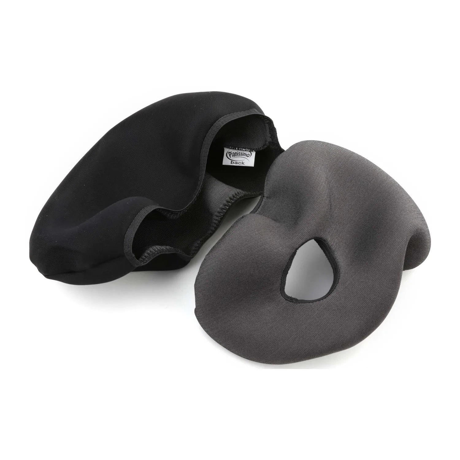 Cinela PIANISSIMO Spare Parts: the full fabric set, a black top cover beside a gray bottom cover.
