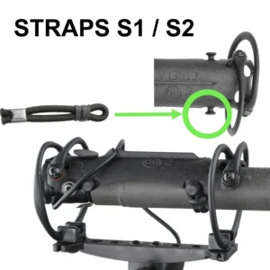 Cinela Microphone Straps: an S1 strap and where it hooks on an OSIX suspension, with Cinela's callouts.