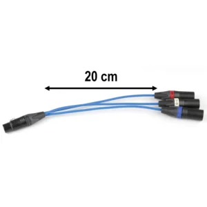 Cinela Extension Cables and Splitters: The splitter with its 20 cm length marked.