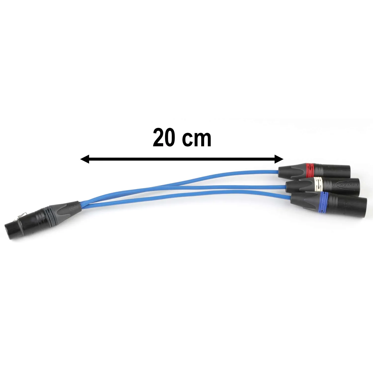 Cinela Extension Cables and Splitters: The splitter with its 20 cm length marked.