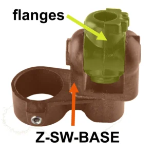 Cinela Z-SW-BASE Swivel Base for ZEPHYX and ALBERT: The base with its flanges marked.