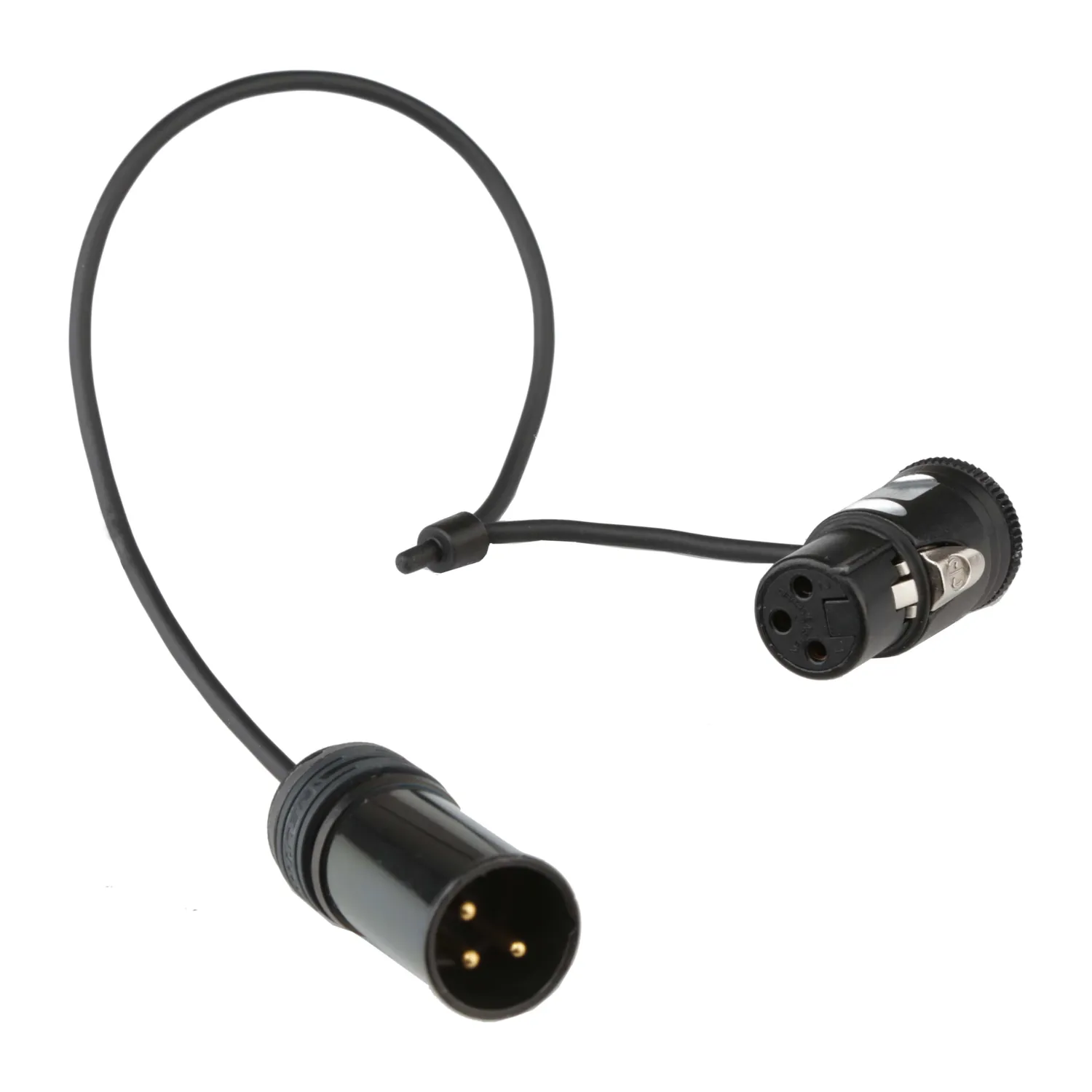 Cinela E-OSIX Cables and Parts XLR cable, a short black cable with a female 3-pin XLR at one end and a male 3-pin XLR at the other.