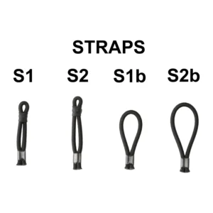 Cinela Microphone Straps: the S1, S2, S1b, and S2b straps side by side, labeled.