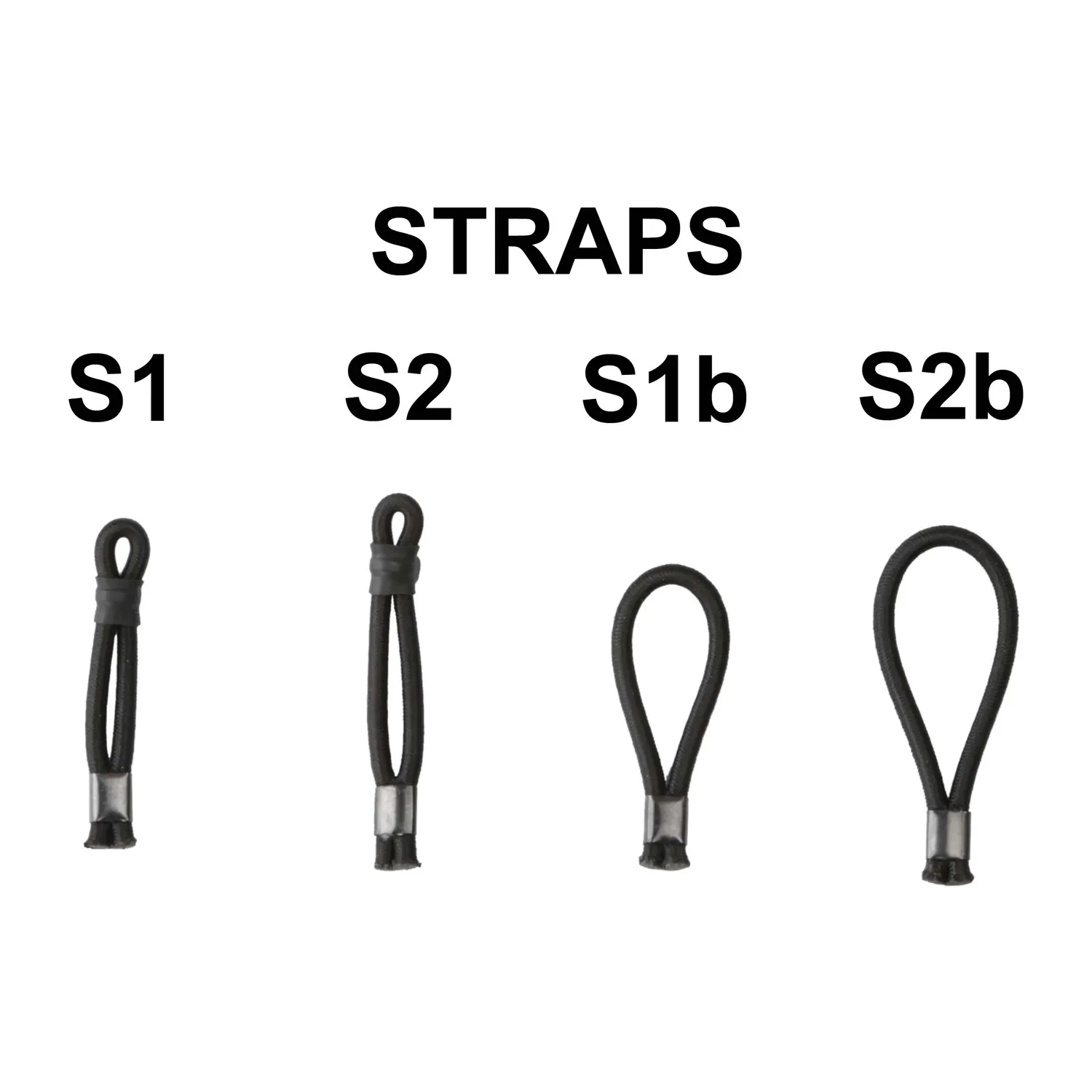 Cinela Microphone Straps: the S1, S2, S1b, and S2b straps side by side, labeled.