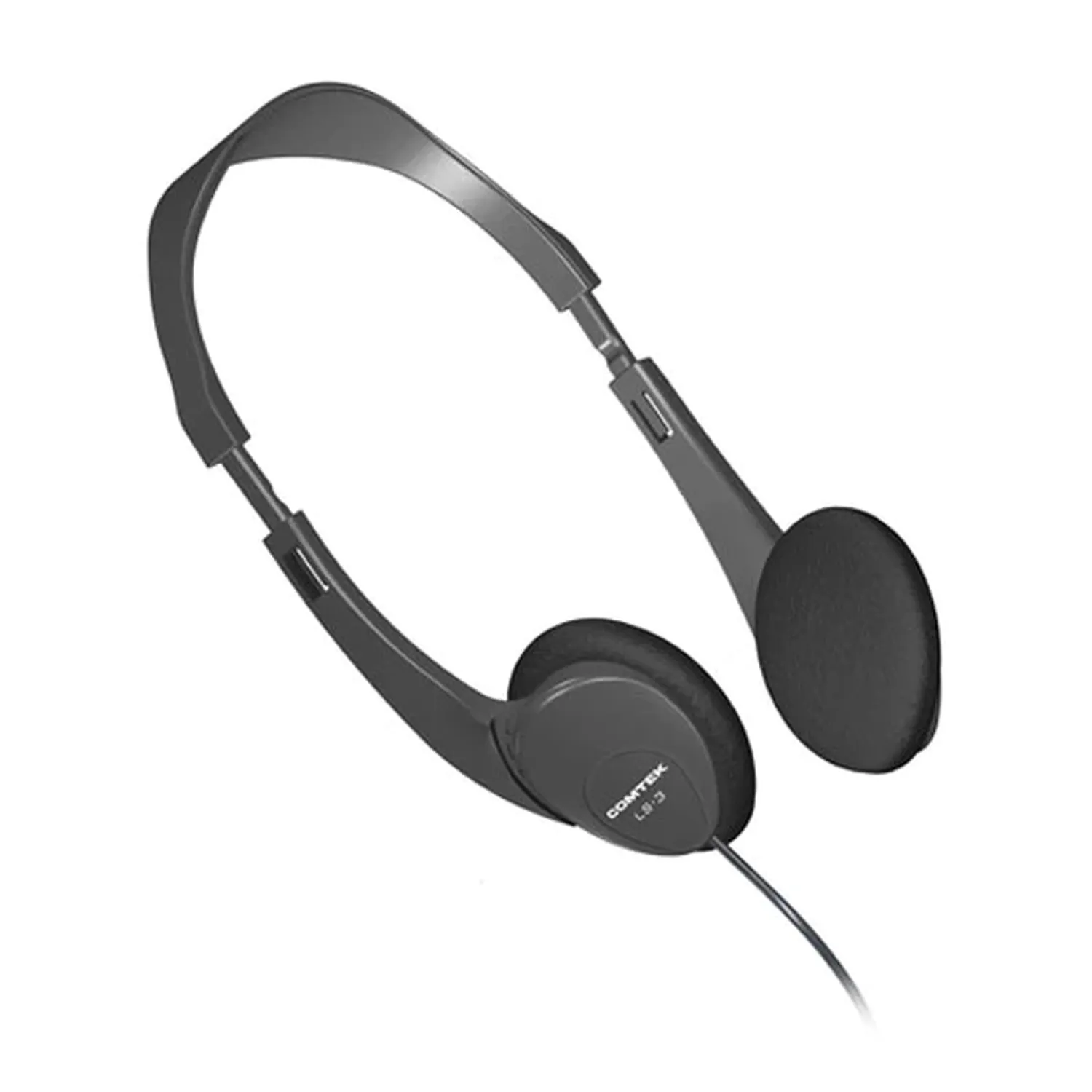 Comtek LS-3 Mono Headphones: The lightweight headphones with their foam ear pads and single-sided cable.