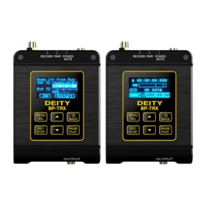 Deity Connect Timecode Kit, two BP-TRX units with their screens lit.