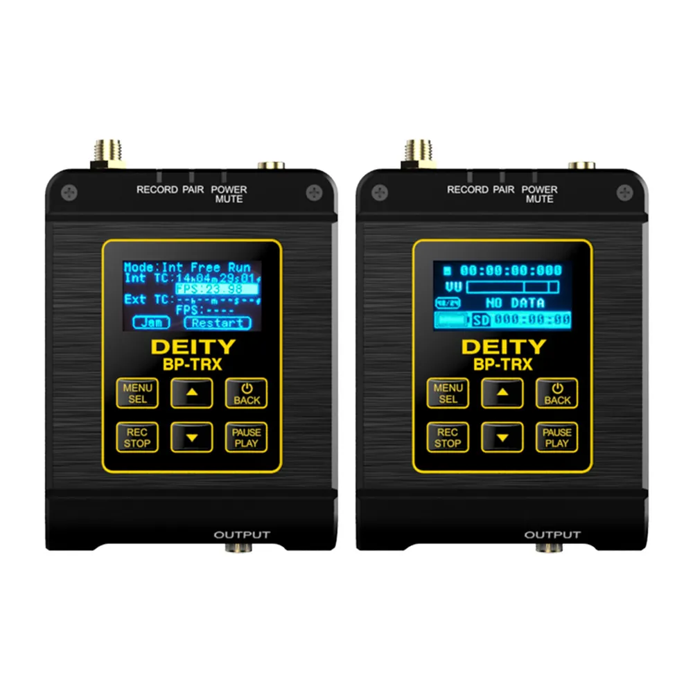 Deity Connect Timecode Kit, two BP-TRX units with their screens lit.