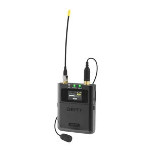 Deity DBTX THEOS Transmitter, DBTX transmitter with its antenna and W.Lav Pro lavalier.