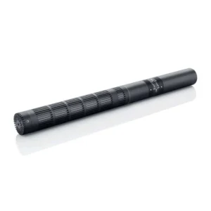 DPA 4017B Shotgun Microphone: The matte black shotgun mic at an angle.