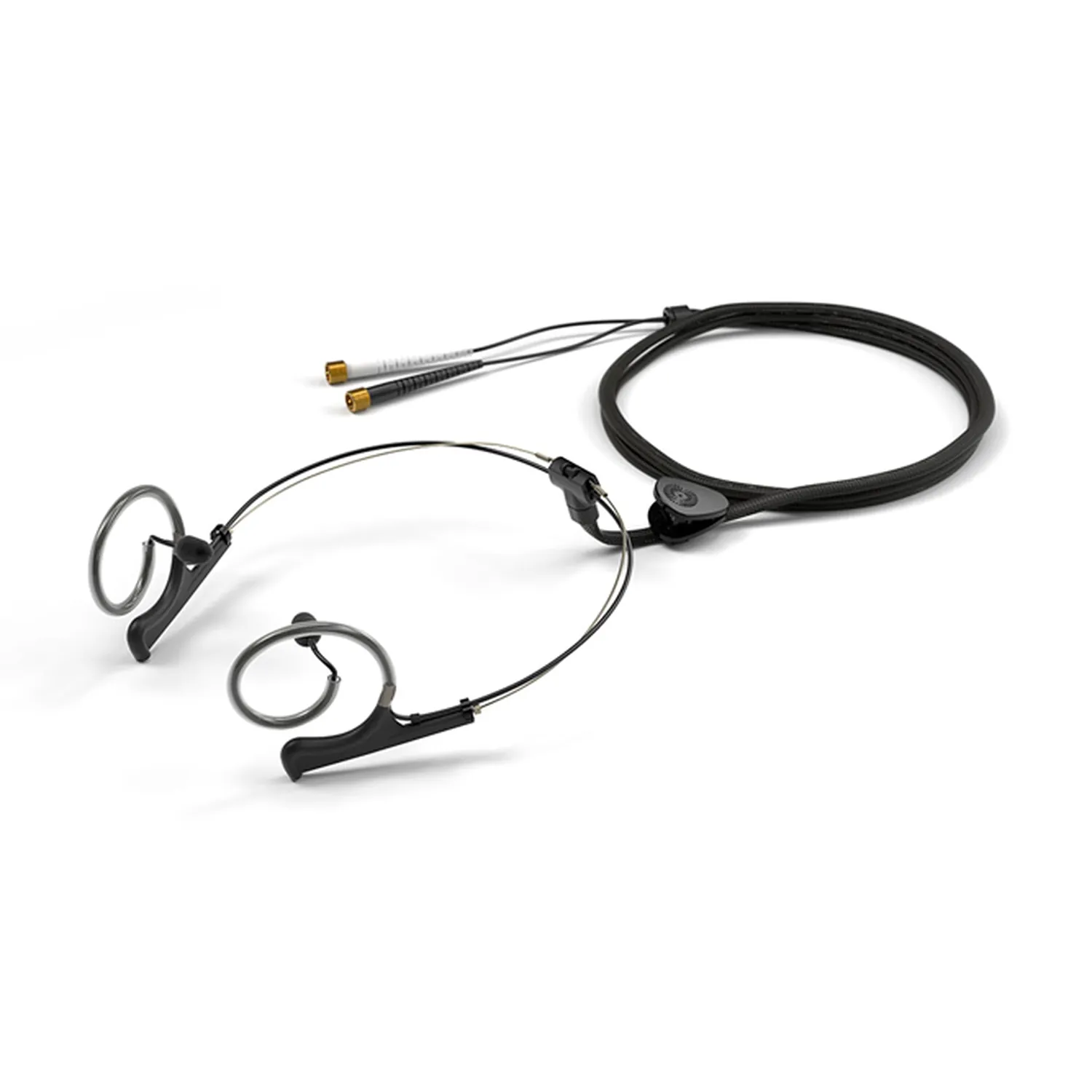 DPA 4560 CORE Binaural Headset Microphone: The black headset with a mic on each ear hook.