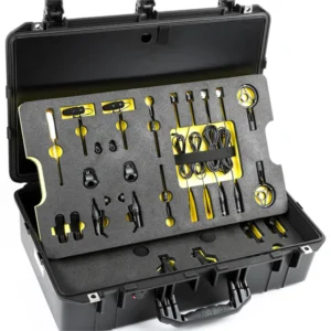 DPA DLS4000 Location Sound Microphone Kit: The open case with the kit's mics and accessories in yellow-lined foam.