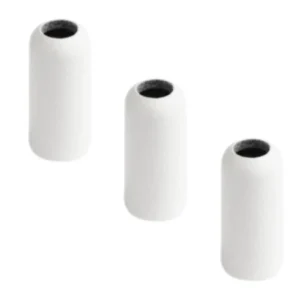 DPA DUA9302 Paintable Subminiature Caps (3-Pack): Three white paintable caps standing side by side.