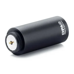 DPA MMP-C Compact Preamp for Pencil Microphones: The short matte black preamp with the DPA logo.