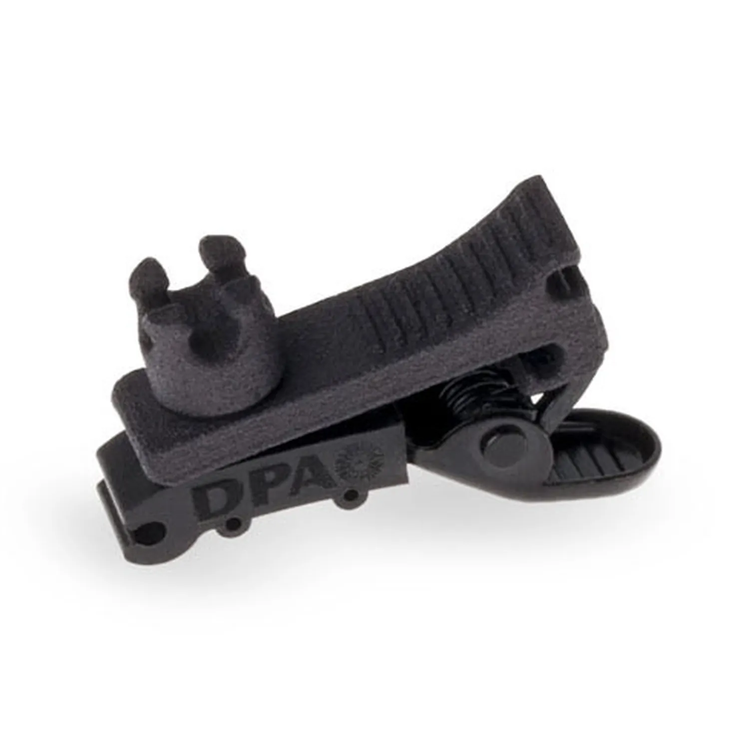 DPA SCM0013-B 4-Way Clip for Lavalier Microphones: The black 4-way clip with its rear cable hook.