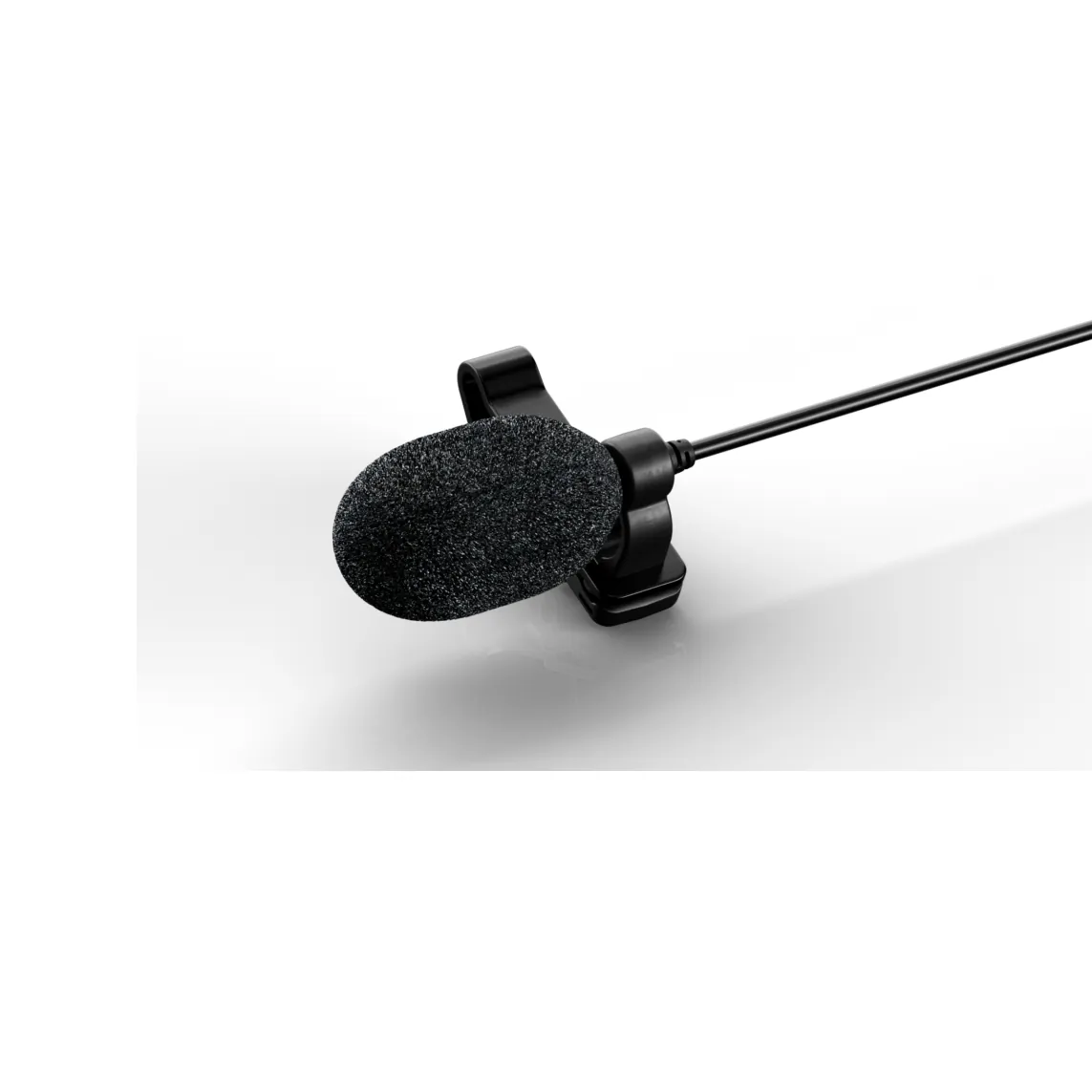 DPA 2061 Omnidirectional Lavalier Microphone: The black mic in its clip with the foam windscreen.