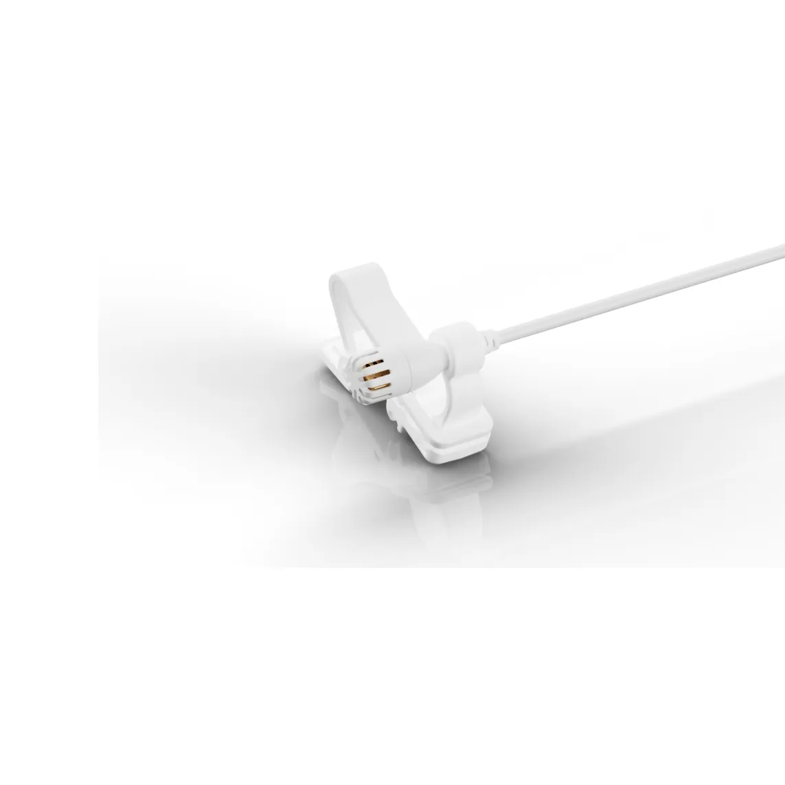 DPA 2061 Omnidirectional Lavalier Microphone: The white mic in its clip.