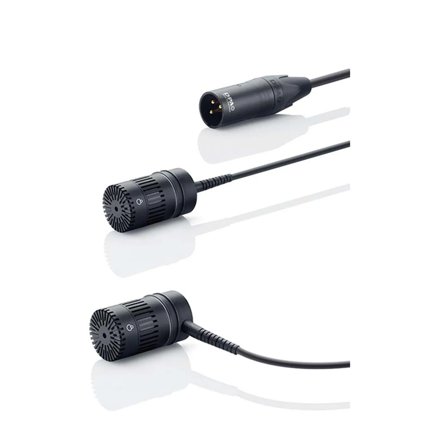 DPA 4018ER/ES Supercardioid Microphone: The side-cable and rear-cable versions on their XLR cables.