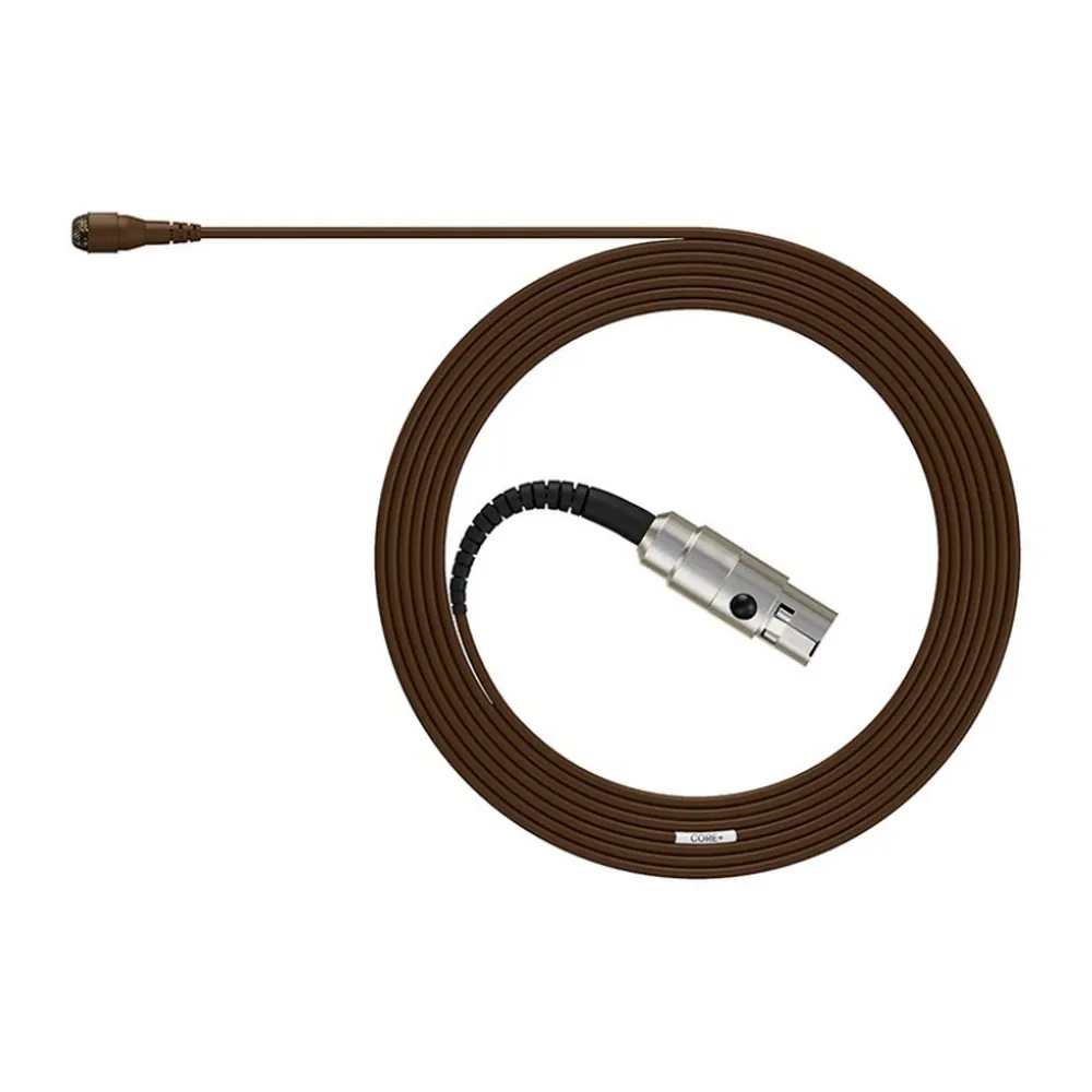 DPA 4060 and 4061 CORE+ Omni Lavalier Microphone: The brown mic coiled with its TA4F connector.