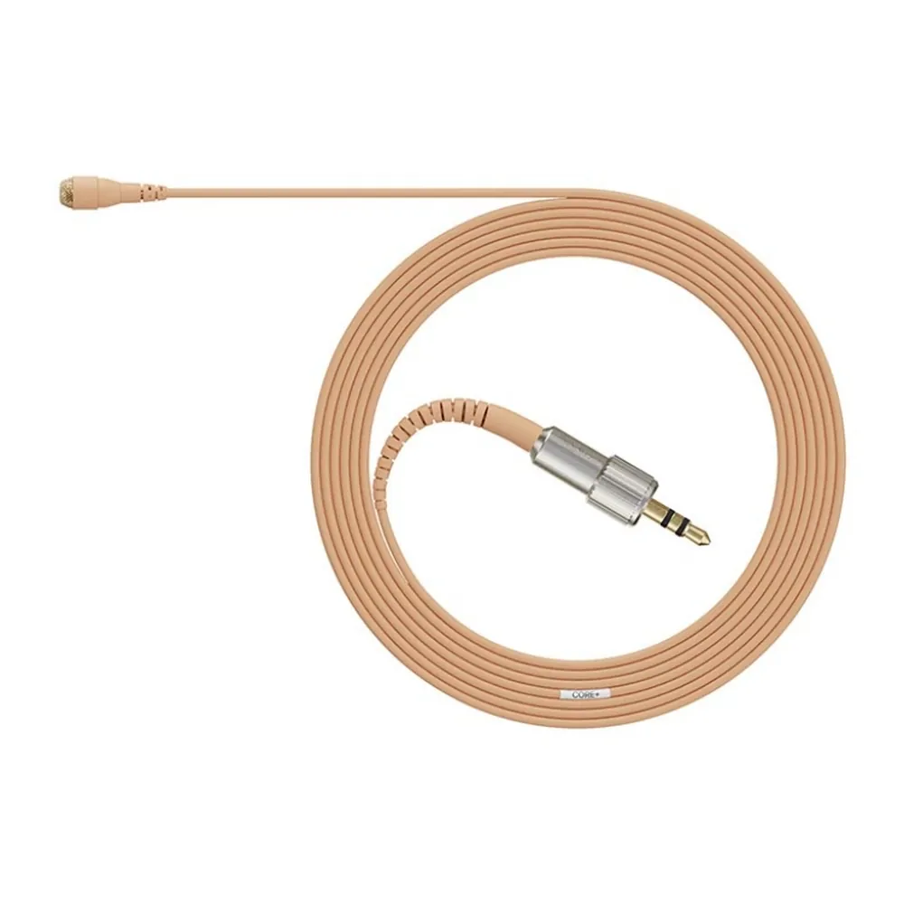 DPA 4060 and 4061 CORE+ Omni Lavalier Microphone: The beige mic coiled with its Mini-Jack connector.